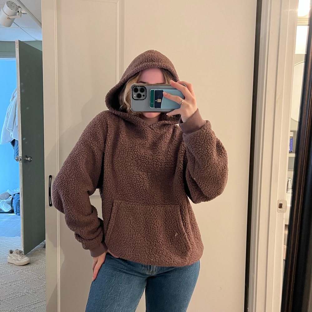 American Eagle Outfitters Brown Sherpa Hoodie